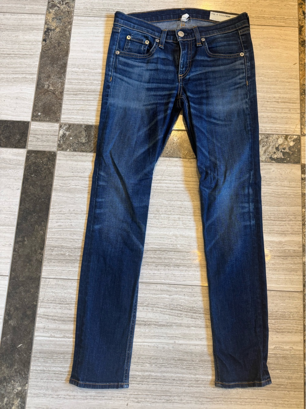 rag & bone Women's Slim Straight Dark Blue Jeans